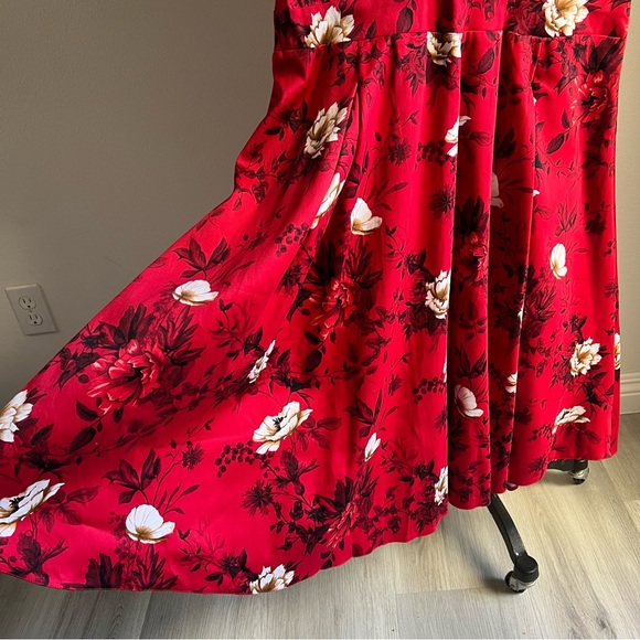 Lady Voluptuous 14 US / 18 UK Estrella Vintage Inspired Red Floral Dress - Picture 7 of 14